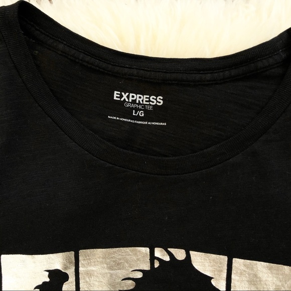 Men’s Express Black Graphic Short Sleeve Tee Large - Picture 2 of 5